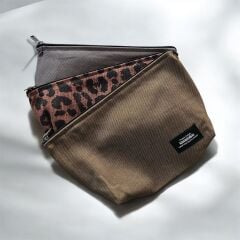 tinytrek %100 Pamuk Fermuarlı Kiremit Leopar Organizer Çanta